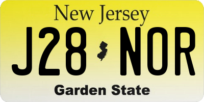 NJ license plate J28NOR