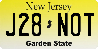 NJ license plate J28NOT