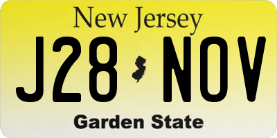 NJ license plate J28NOV
