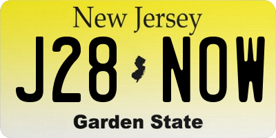 NJ license plate J28NOW