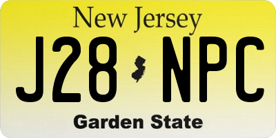 NJ license plate J28NPC