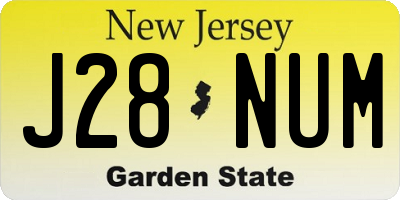 NJ license plate J28NUM