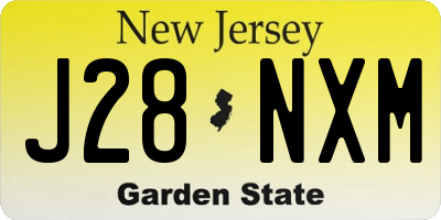 NJ license plate J28NXM