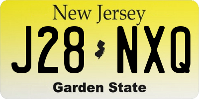 NJ license plate J28NXQ