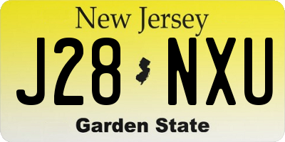 NJ license plate J28NXU