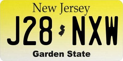 NJ license plate J28NXW
