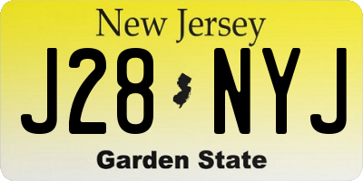 NJ license plate J28NYJ