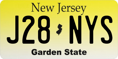 NJ license plate J28NYS
