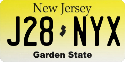 NJ license plate J28NYX