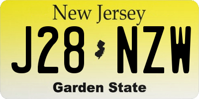 NJ license plate J28NZW