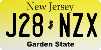 NJ license plate J28NZX