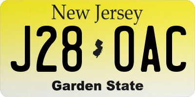 NJ license plate J28OAC