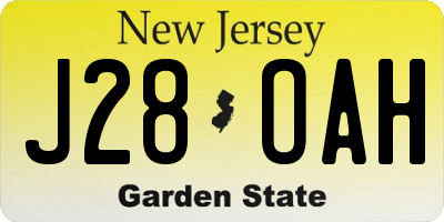 NJ license plate J28OAH