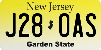 NJ license plate J28OAS