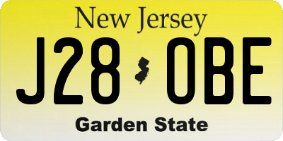 NJ license plate J28OBE