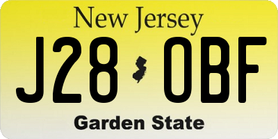NJ license plate J28OBF