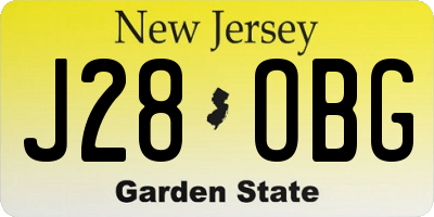 NJ license plate J28OBG