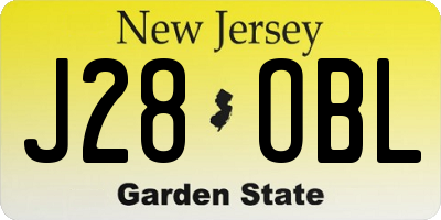 NJ license plate J28OBL