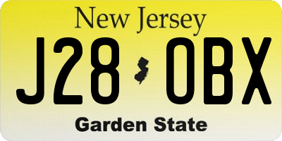 NJ license plate J28OBX