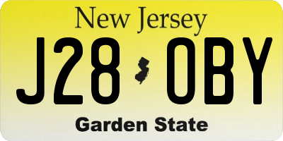 NJ license plate J28OBY