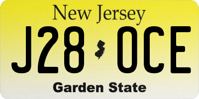 NJ license plate J28OCE