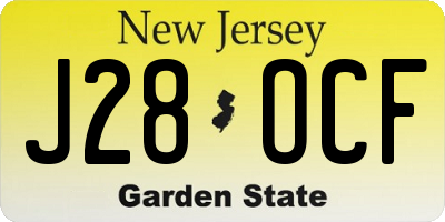 NJ license plate J28OCF