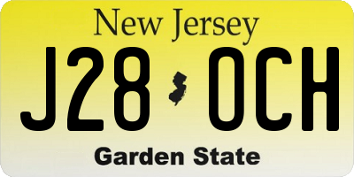 NJ license plate J28OCH