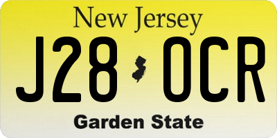 NJ license plate J28OCR