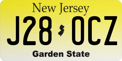 NJ license plate J28OCZ