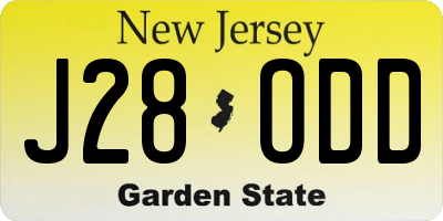 NJ license plate J28ODD