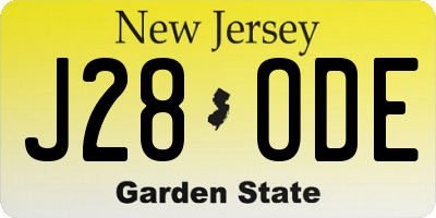 NJ license plate J28ODE
