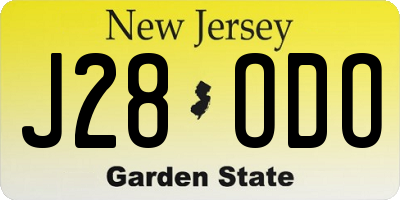 NJ license plate J28ODO