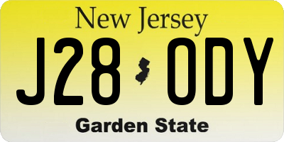 NJ license plate J28ODY