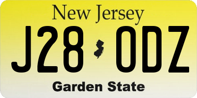NJ license plate J28ODZ