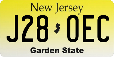 NJ license plate J28OEC