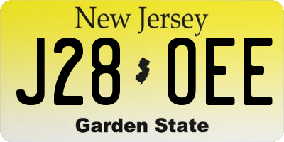 NJ license plate J28OEE