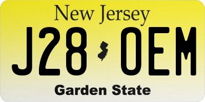 NJ license plate J28OEM