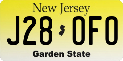 NJ license plate J28OFO