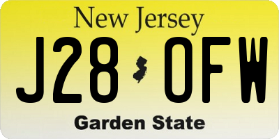 NJ license plate J28OFW