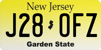NJ license plate J28OFZ