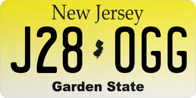 NJ license plate J28OGG