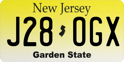 NJ license plate J28OGX