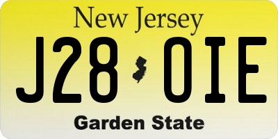 NJ license plate J28OIE
