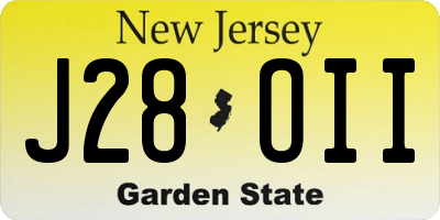NJ license plate J28OII