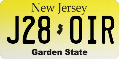 NJ license plate J28OIR