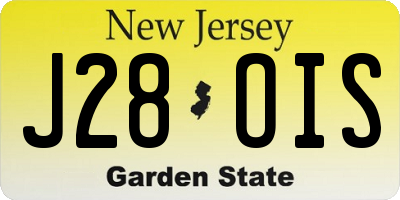 NJ license plate J28OIS