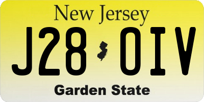 NJ license plate J28OIV