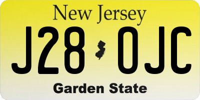 NJ license plate J28OJC