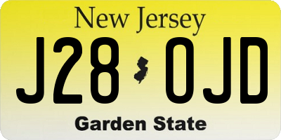 NJ license plate J28OJD