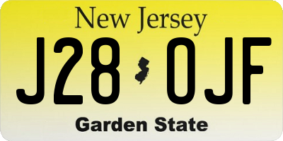 NJ license plate J28OJF